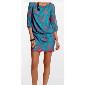 Lilly Pulitzer Cee Cee Coral Blue Pink Seaside Cottage Sheath Dress Size 00